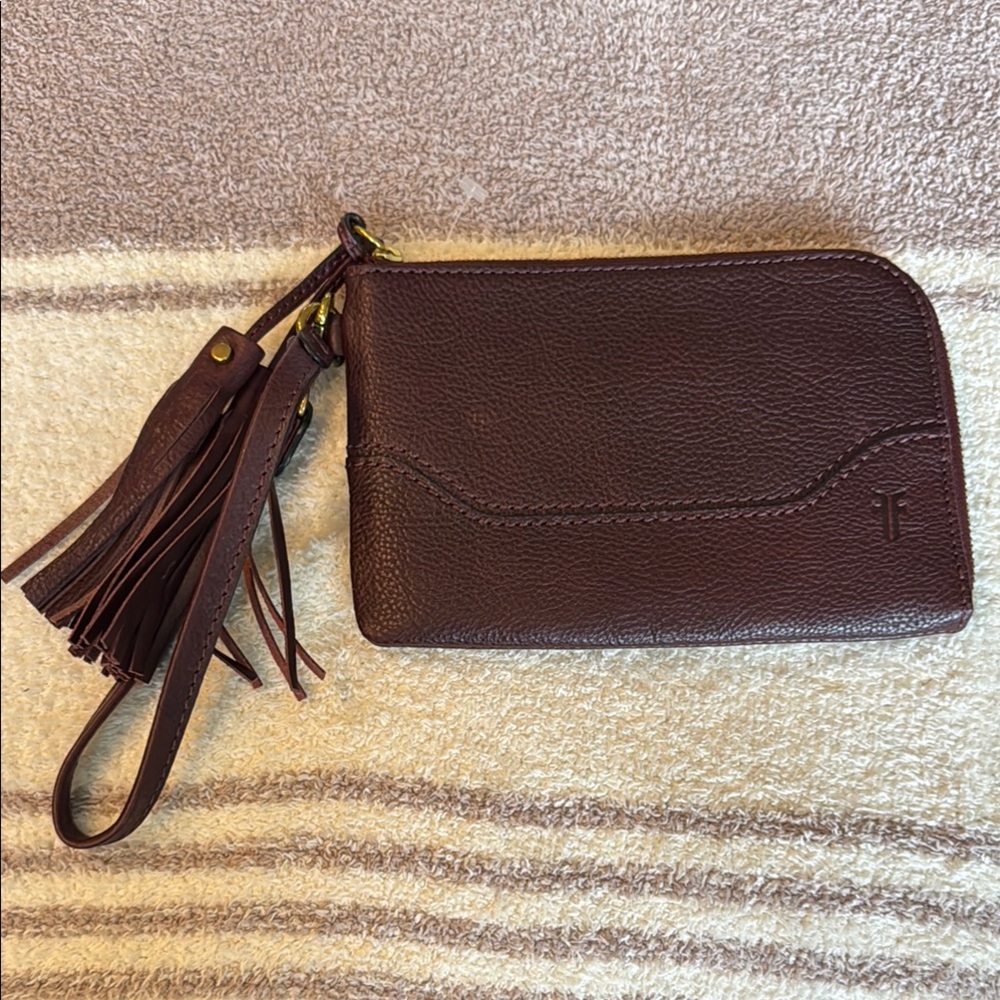 Frye Brown Leather Wristlet Wallet